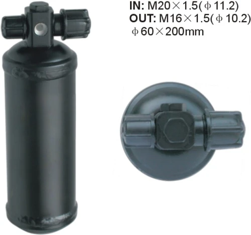 a/c receiver Dryer Accumulator Receiver Drier 60X200MM IN: M20x1.5 OUT: M16x1.5