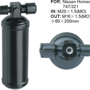 a/c receiver Dryer Accumulator Receiver Drier  for Nissan Homer 60X200MM  IN: M20x1.5 OUT: M16x1.5