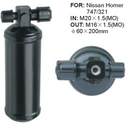 a/c receiver Dryer Accumulator Receiver Drier  for Nissan Homer 60X200MM  IN: M20x1.5 OUT: M16x1.5