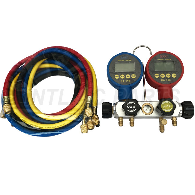 MANIFOLD WITH DIGITAL GAUGES Digital Manifold gauge 4Port with Micron