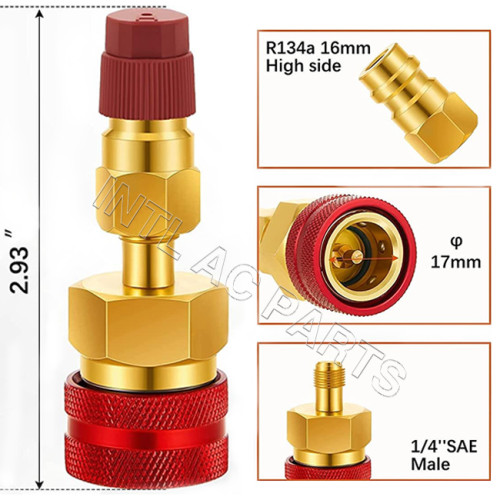 R1234YF to R134A Hose Adapter, Low side R1234yf coupler 14 mm Female 1/4in  SAE male, R12 to R134A Low Side Quick Adapter Valve 1/4in SAE, Fitting  Connector for Car Air-Conditioning : 
