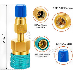 R1234YF Low Side Quick Coupler R1234YF to R134A AC Charging Hose Adapter Fitting Connector for Car Air-Conditioning