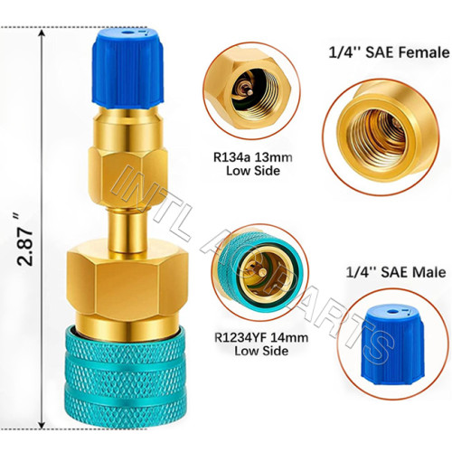R1234YF Low Side Quick Coupler R1234YF to R134A AC Charging Hose Adapter Fitting Connector for Car Air-Conditioning