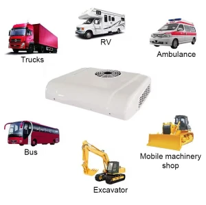 Intelligent battery management RV truck parking air conditioner 24V Red Rated cooling capacity 2100W