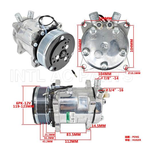 RC.600.068 AA5H14AA Universal Car air compresssor SANDEN 508 6PK 119MM 12V/24V