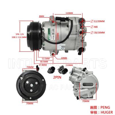 INTL-XZC916A CVC ac Compressor 2012-2016 Chevrolet Cruze 401575950 CO 22226C 5512823 6512823 7421586 5PK 110MM 12V