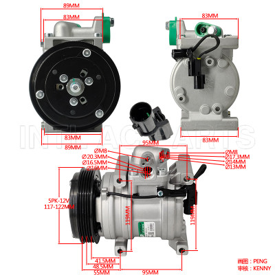 HS09 HS-09 car ac Compressor For Hyundai I10 For KIA PICANTO 2004-2011 97701-0X200 HYK217 K19146 89302