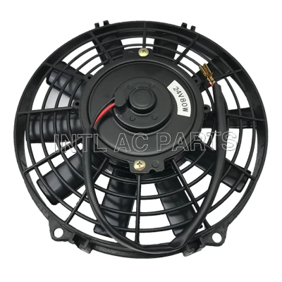 9 inch Electric Cooling Condenser Fan 24V 80W Round Frame With 10 Straight Blade Factory Price