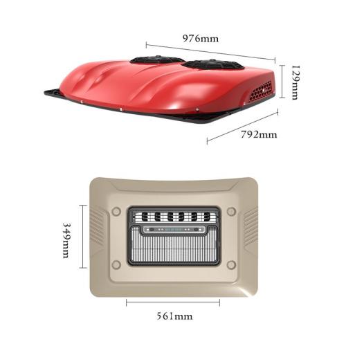 Parking Cooler Heavy Duty Air Conditioner Truck Ultra-thin brush double fan Red 12V