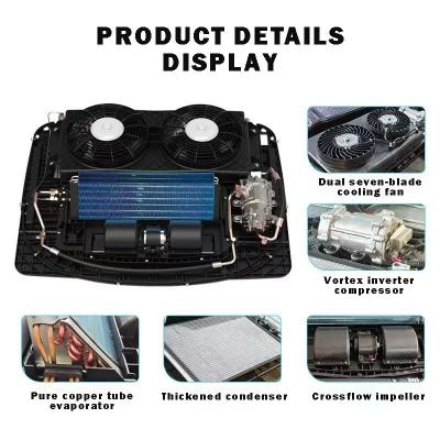 Parking Cooler Heavy Duty Air Conditioner Truck Ultra-thin brush double fan Red 12V