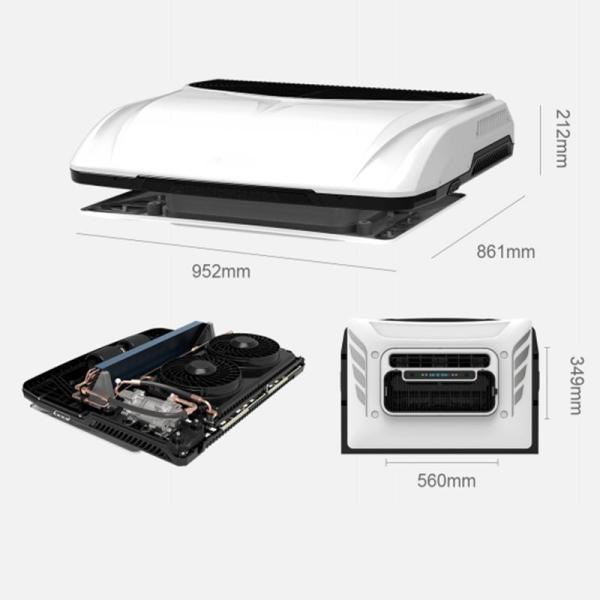 White 12V 2200W Flagship Three Brushless Motors Parking Cooler Heavy Duty Air Conditioner Truck