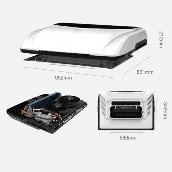 White 12V 2200W Flagship Three Brushless Motors Parking Cooler Heavy Duty Air Conditioner Truck