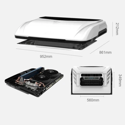White 12V 2200W Flagship Three Brushless Motors Parking Cooler Heavy Duty Air Conditioner Truck