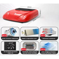 INTL-EA126R-1 Tractor Air Conditioning - Special Vehicle Air Conditioner Red 12V 1600W