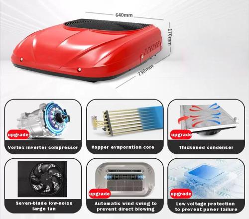 INTL-EA126R-1 Tractor Air Conditioning - Special Vehicle Air Conditioner Red 12V 1600W