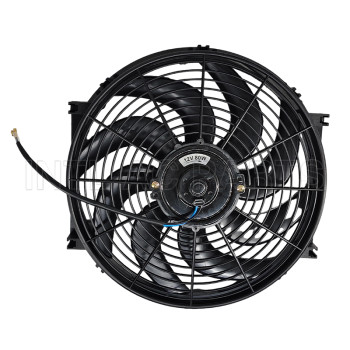 cooling fan / ac fan/ car air conditioner fan 14 inch 12V 80W qure frame with 10 crooked blade