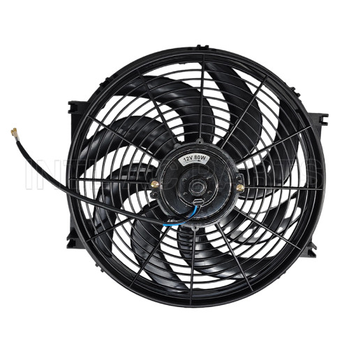 cooling fan / ac fan/ car air conditioner fan 14 inch 12V 80W qure frame with 10 crooked blade