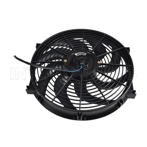 cooling fan / ac fan/ car air conditioner fan 14 inch 12V 80W qure frame with 10 crooked blade