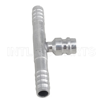 Auto air conditioning hose barb fitting T splice barb fitting tee fitting with R12 service port