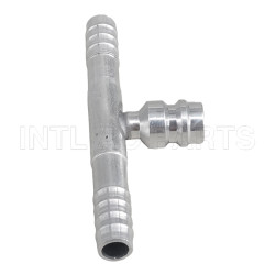 Auto air conditioning hose barb fitting T splice barb fitting tee fitting with R12 service port