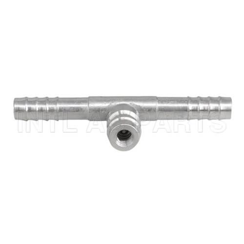 Auto air conditioning hose barb fitting T splice barb fitting tee fitting with R12 service port