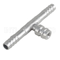 Auto air conditioning hose barb fitting T splice barb fitting tee fitting with R12 service port