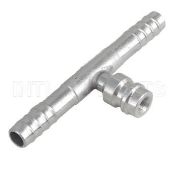 Auto air conditioning hose barb fitting T splice barb fitting tee fitting with R12 service port