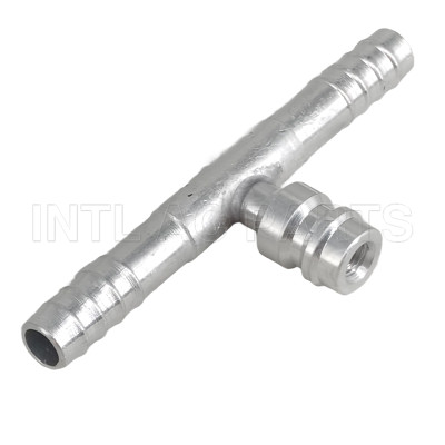 Auto air conditioning hose barb fitting T splice barb fitting tee fitting with R12 service port