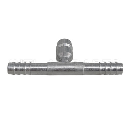Auto air conditioning hose barb fitting T splice barb fitting tee fitting with R12 service port
