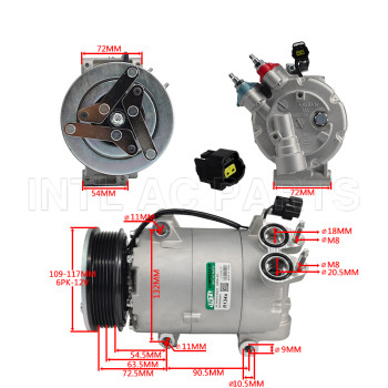 VS16 Auto Ac Compressor For Lada Granta Kalina 6PK 125MM 12V 21900811101200