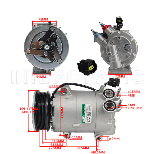 VS16 Auto Ac Compressor For Lada Granta Kalina 6PK 125MM 12V 21900811101200