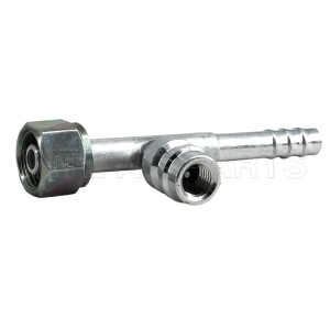 Car air conditioning hose barb fitting hose connector with #6 Straight O-RING  Al joint with R134a high & low pressure valve