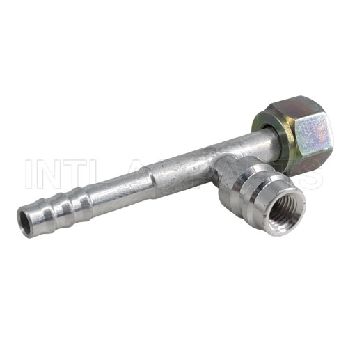 Car air conditioning hose barb fitting hose connector with #6 Straight O-RING  Al joint with R134a high & low pressure valve