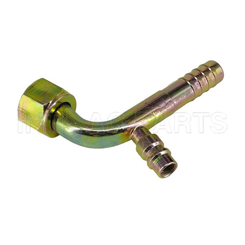 #10 90°O-RING car air conditioning hose barb fitting hose connector Iron joint with R134a high & low pressure valve
