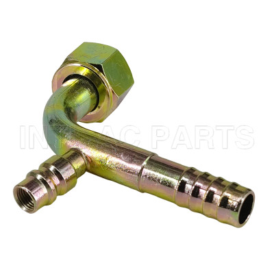 #10 90°O-RING car air conditioning hose barb fitting hose connector Iron joint with R134a high & low pressure valve