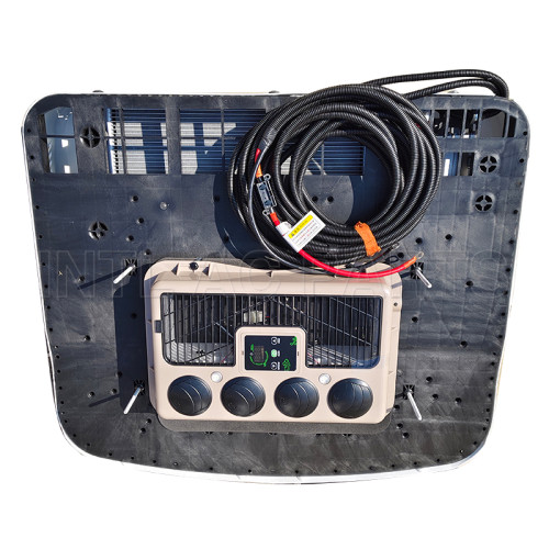 Top-mounted all-in-one car air conditioner electric truck heating and cooling car air conditioner Optimized version Smart battery 6 speeds WHITE 12V