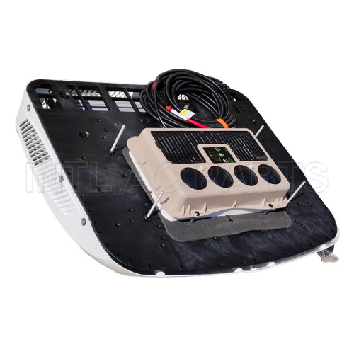 Top-mounted all-in-one car air conditioner electric truck heating and cooling car air conditioner Optimized version Smart battery 6 speeds WHITE 12V