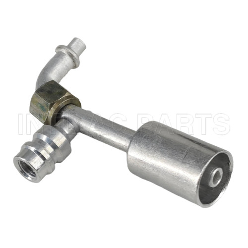 #5 90°O-Ring Hose Fitting Alumium  joint with Alumium  jacket R134a high & low pressure valve