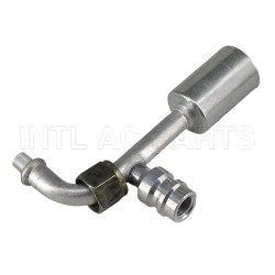 #5 90°O-Ring Hose Fitting Alumium  joint with Alumium  jacket R134a high & low pressure valve