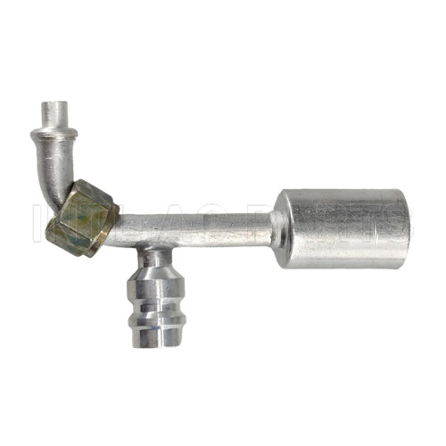 #5 90°O-Ring Hose Fitting Alumium  joint with Alumium  jacket R134a high & low pressure valve
