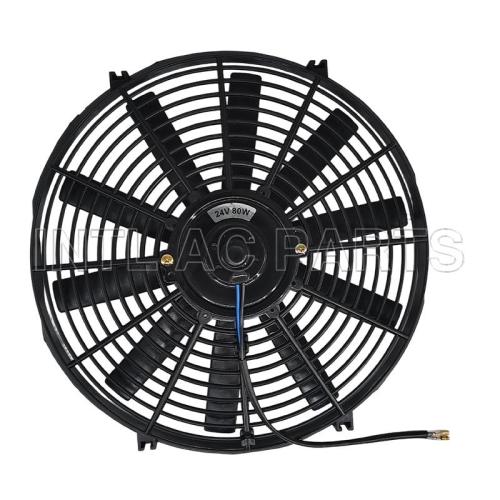 Car Ac Cooling Fan 14 inch 24V 80W squre frame with 10 straight blade