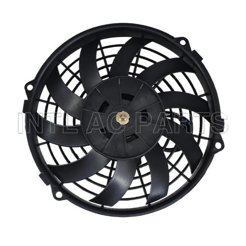 9 inch 12V 120W round frame with 10 crooked blade air conditioning electronic motor fan
