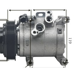 RS11 6PK 117-121MM 12V auto a/c compressor for HYUNDAI I10 97701-A3001