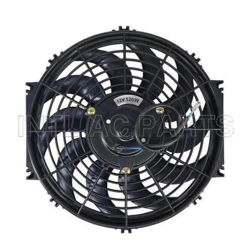 12 inch 12V 120W squre frame with 10 crooked blade auto air conditioner fan cooling fan
