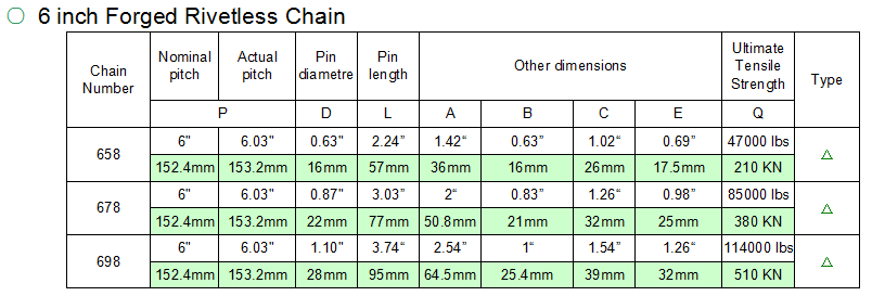 6" conveyor chain