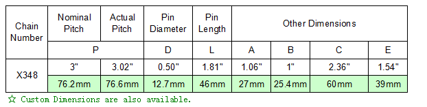 X348 conveyor chain