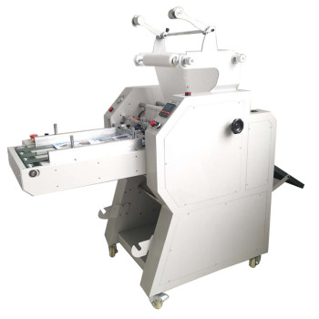 Manual paper feeding roll laminator with auto overlap & pneumatic cutting systems PL-400YA