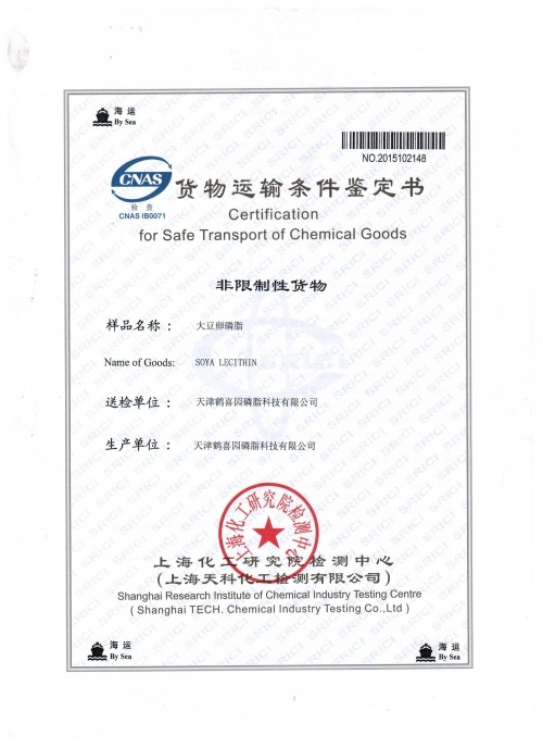 we got the certification for safe transport of chemical company clearance certificate
