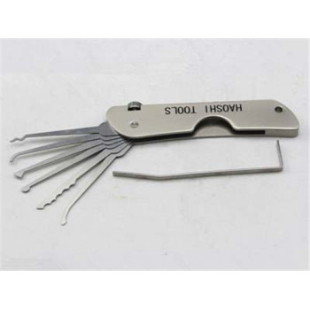 high quality wholesale 6-in-1 Multi-Functional Stainless Steel Pocket Folding Lock Pick Set for Civil Lock