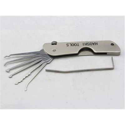 high quality wholesale 6-in-1 Multi-Functional Stainless Steel Pocket Folding Lock Pick Set for Civil Lock